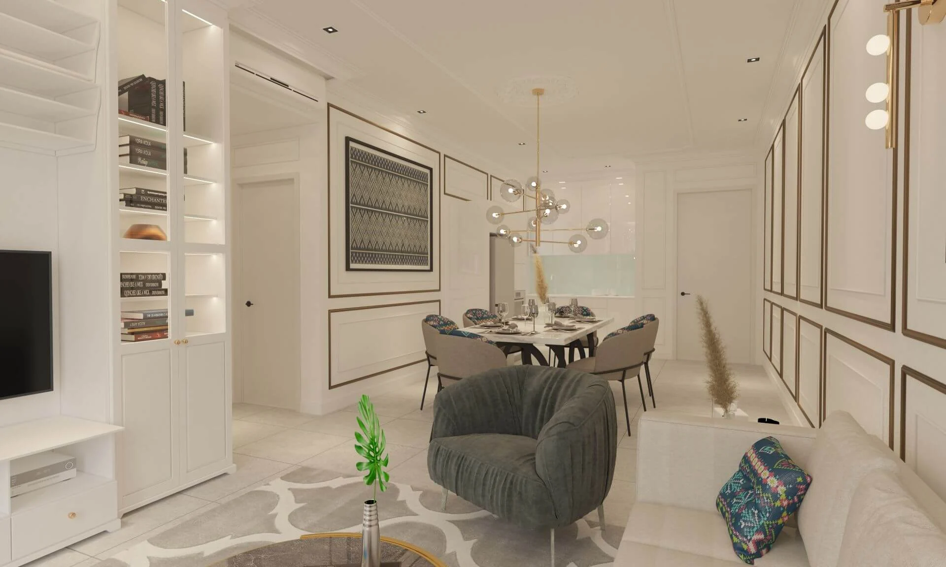 Type A furnished living and dining room visualisation